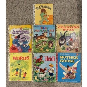 Vintage Little Golden Books Lot of 7 Disney Sesame Street Mother Goose Heidi